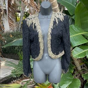 Beaded crop floral jacket